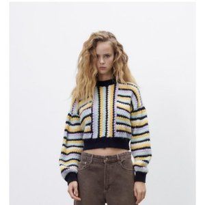 NEW ZARA BLOGGER Favorite Cropped Knit Striped Sweater - size S